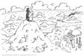Ausmalbild - Versuchung in der Wüste