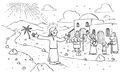 Ausmalbild -  Jesus in der Wüste