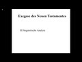 Exegese NT - Teil 3: linguistische Analyse